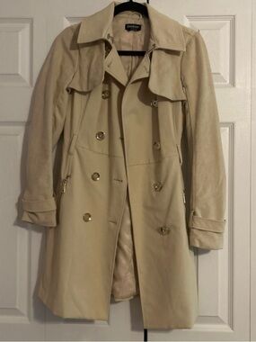 Vintage tan suede bebe trench coat